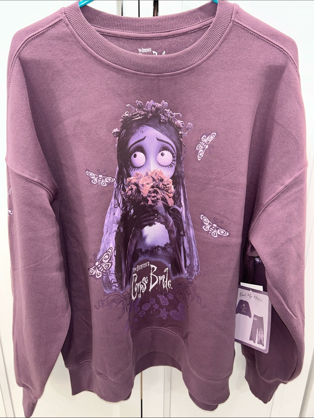 Corpse Bride Graphic Crewneck Sweatshirt - Purple